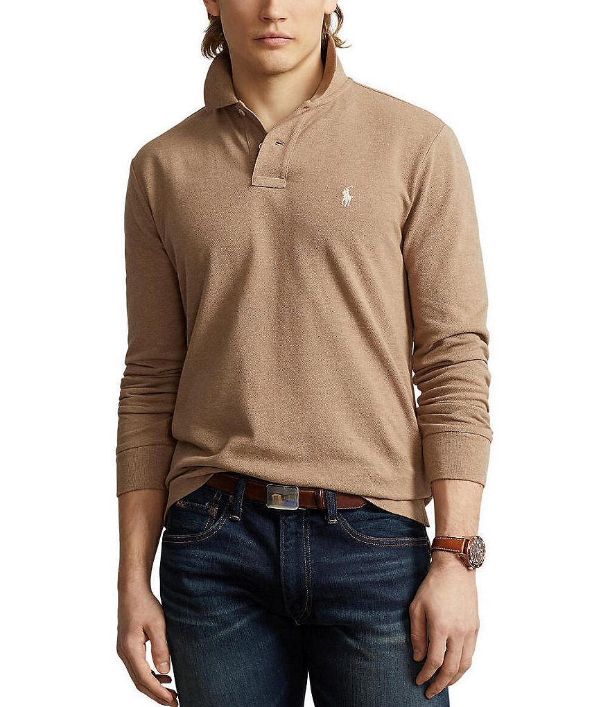 Mesh cheapest Long-Sleeve Polo Shirt