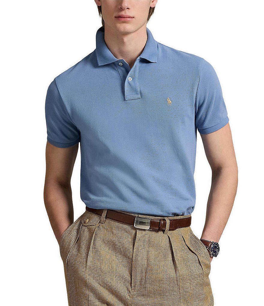 Polo Ralph Lauren Custom Slim Fit Solid Mesh Polo Shirt