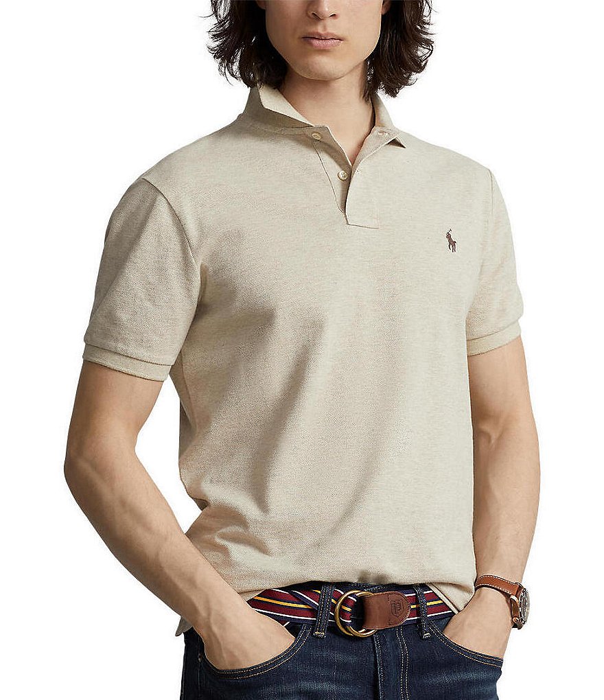 Polo Ralph Lauren CUSTOM SLIM FIT MESH POLO SHIRT - Polo shirt - luxury  tan/beige 