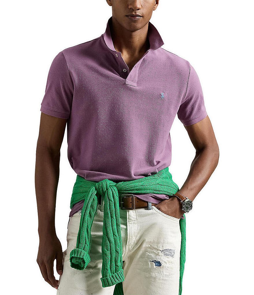 Polo Ralph Lauren Custom Slim Fit Solid Mesh Polo Shirt