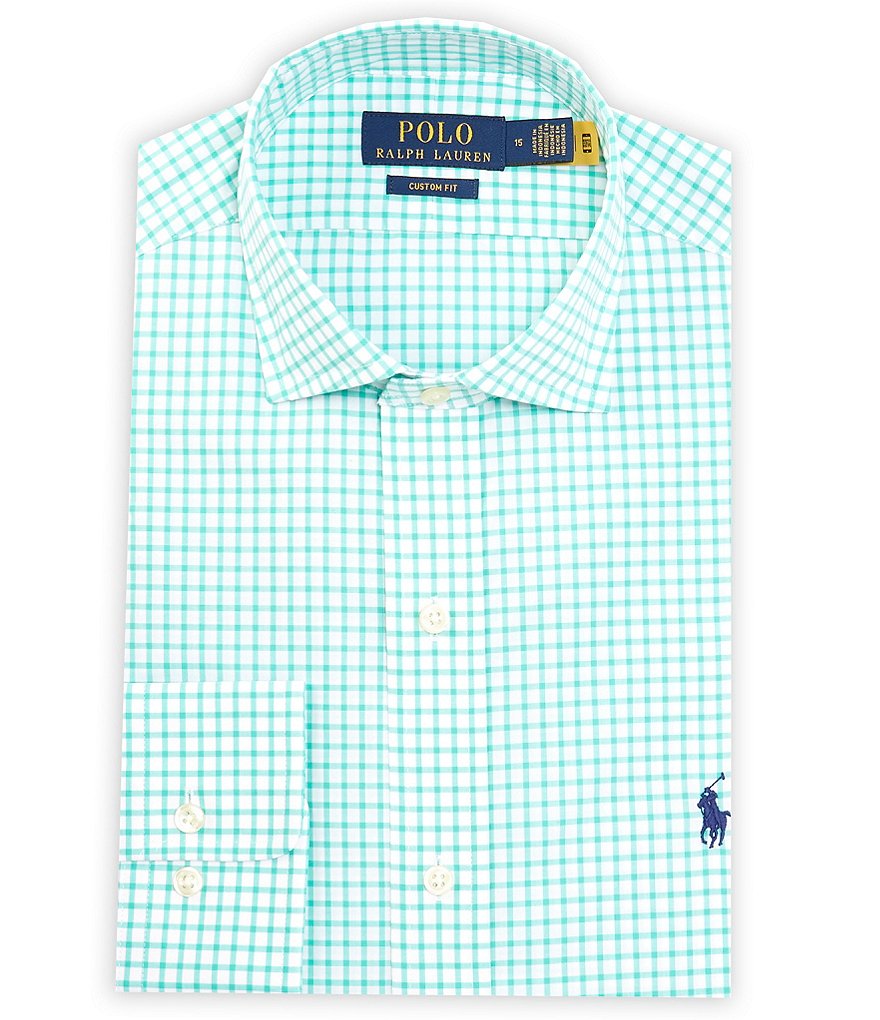 Polo Ralph Lauren Custom Fit Stretch Spread Collar Gingham Poplin Dress ...