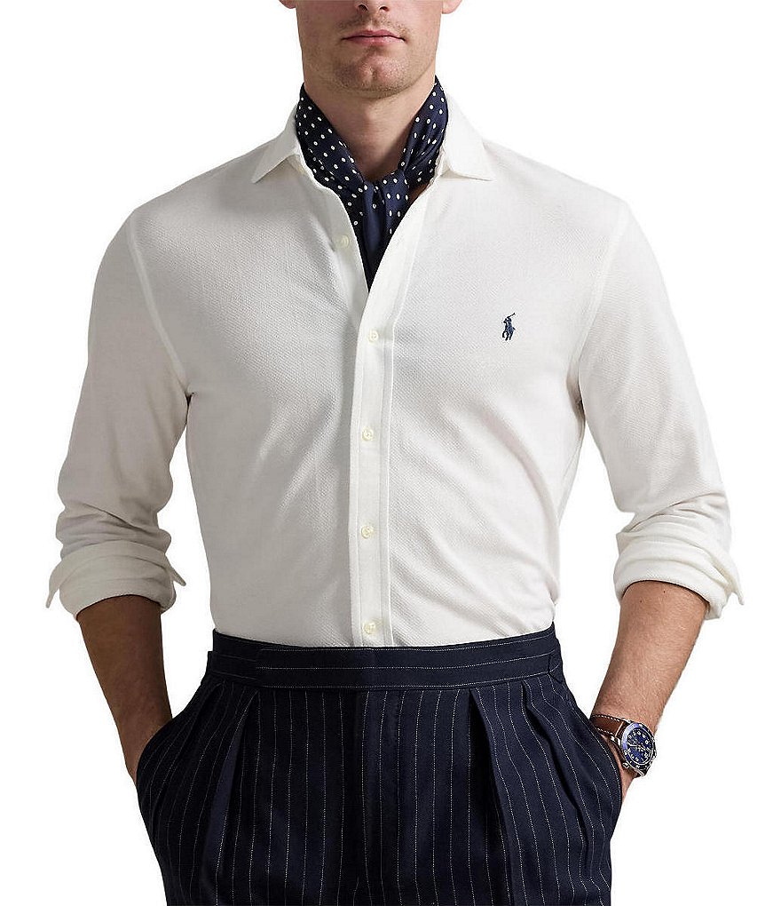 人気ランキング1位～（売れ筋商品） Lauren Ralph Polo Honeycomb-Knit Shirt Woven Sleeve Long トップス