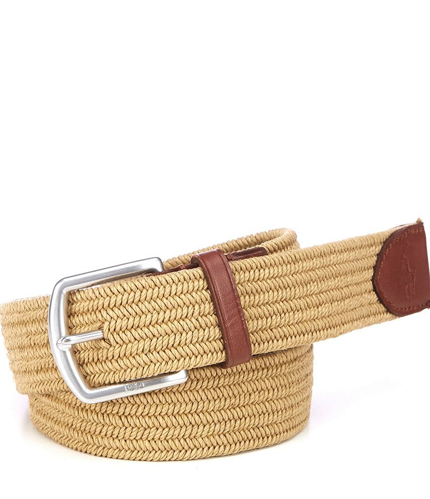 Brown Braided leather belt, Polo Ralph Lauren