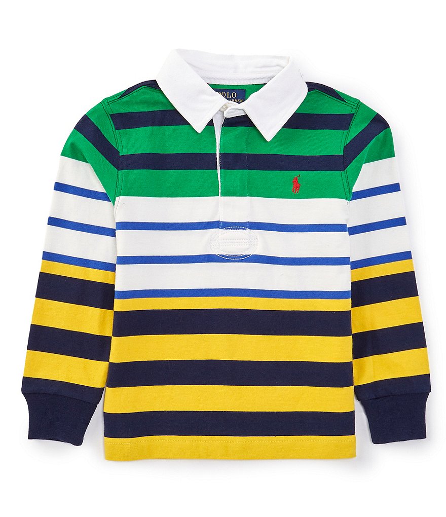 VINTAGE 90s Polo Ralph Lauren Rugby Shirt L USA Made Striped