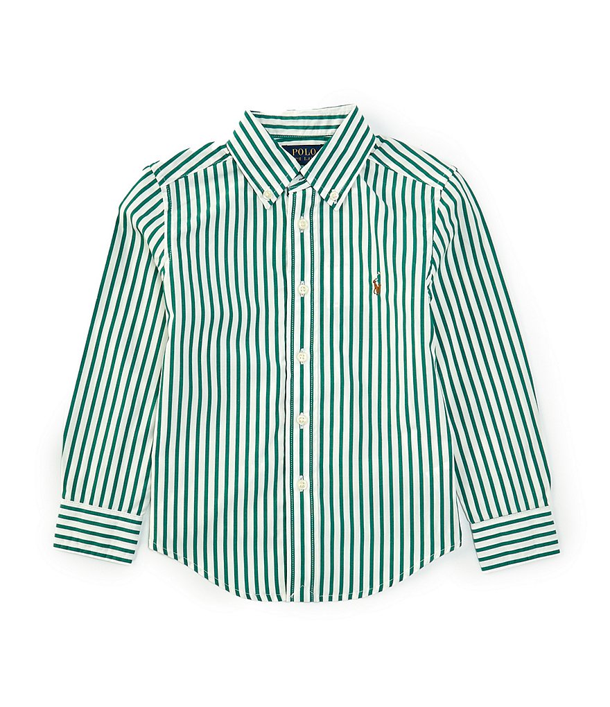 Men's Ralph Lauren Size L Button Two Ply Cotton Blue Stripe