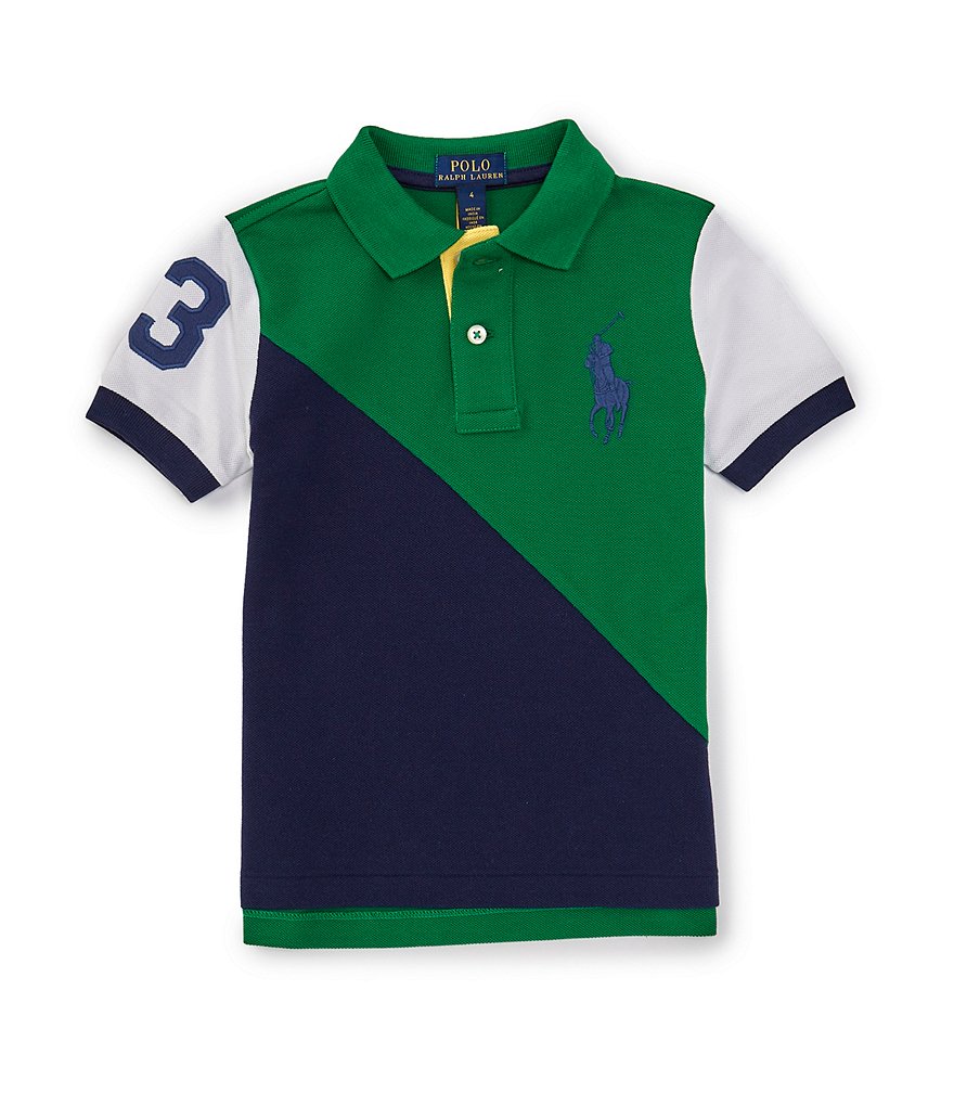 Polo Ralph Lauren Little Boys 2T-7 Short Sleeve Big Pony Colorblock Mesh  Polo Shirt