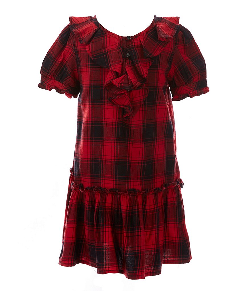 Polo Ralph Lauren Little Girls 2T-6X Buffalo Check Ruffled Twill Drop-Waist  Dress | Dillard's