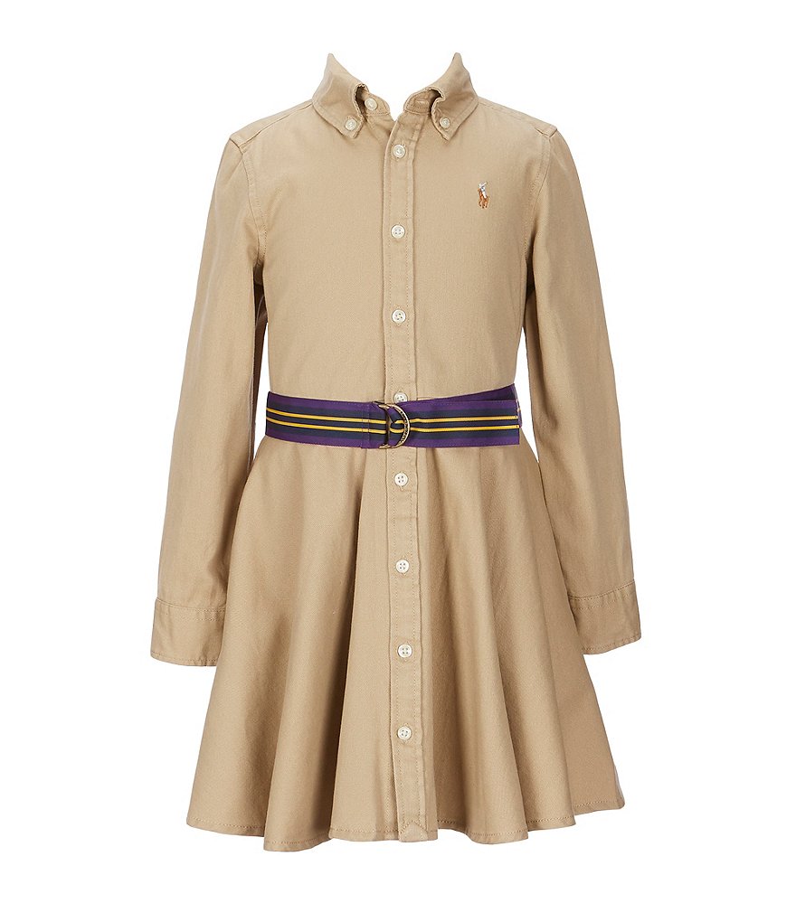Polo Ralph Lauren Little Girls 2T-6X Button-Front Belted Shirtdress