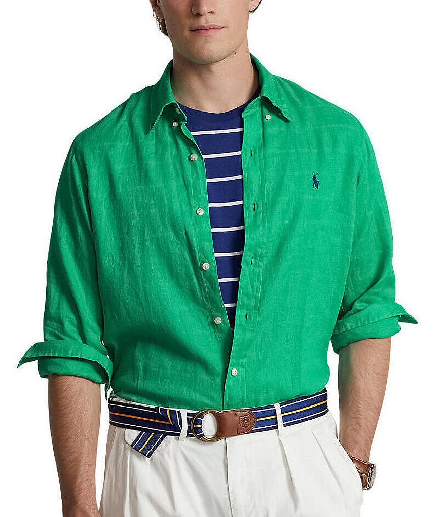 Polo Ralph Lauren Piece Dye Linen Long Sleeve Woven Shirt | Dillard's