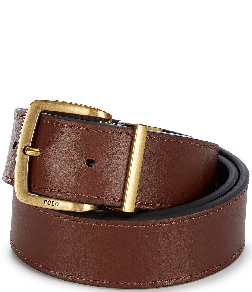 ralph lauren ベルト ブラウン ゴールド Polo Ralph Lauren Metal Buckle Reversible Leather Belt | Dillard's