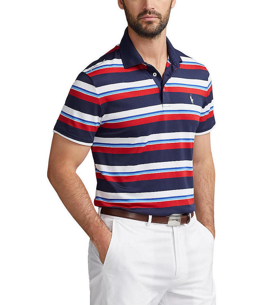Polo Ralph Lauren RLX Golf Stripe Pique Stretch Short Sleeve Polo Shirt ...