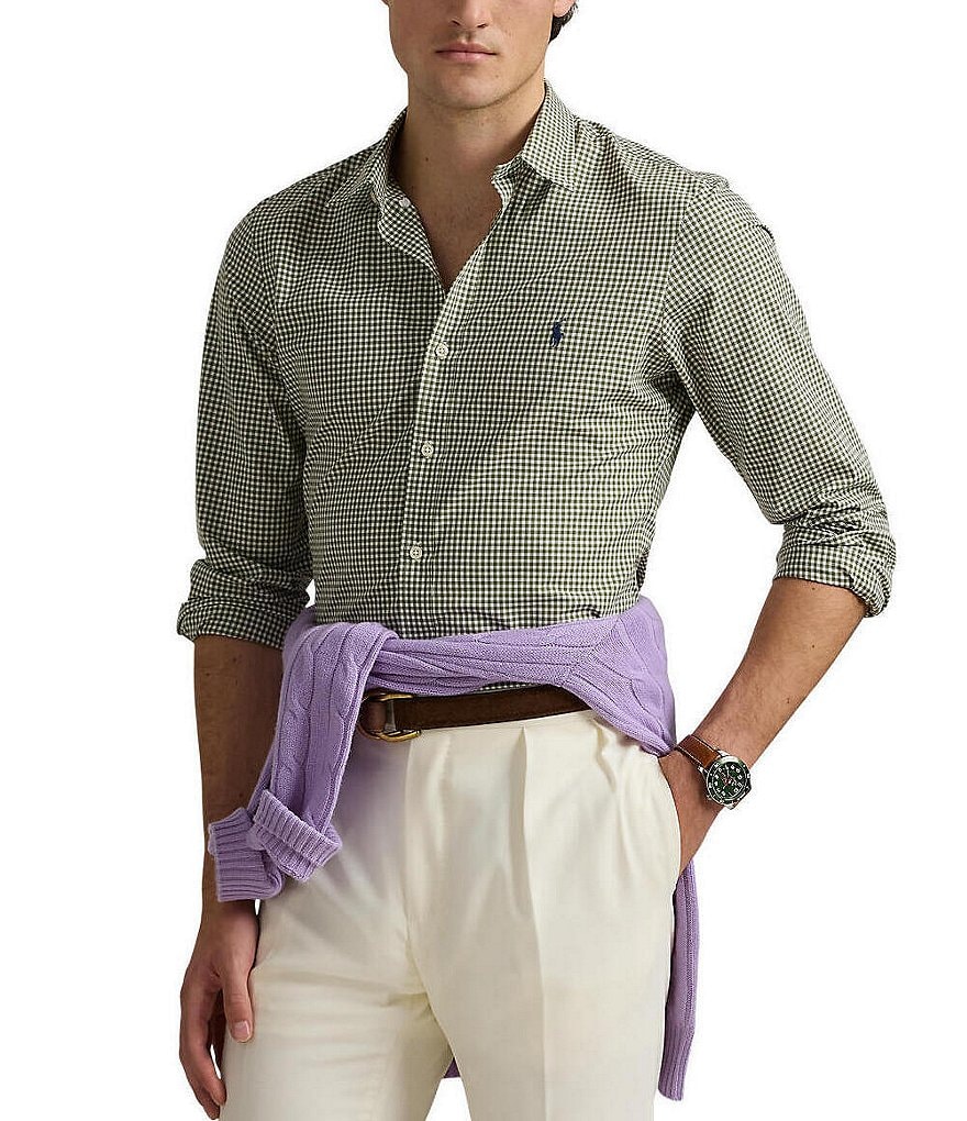Polo Ralph Lauren Slim Fit Gingham Stretch Poplin Long
