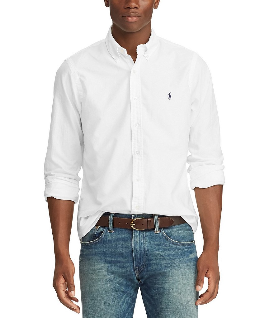 Polo Ralph Lauren Solid Garment-Dye Oxford Classic-Fit Long-Sleeve Woven  Shirt