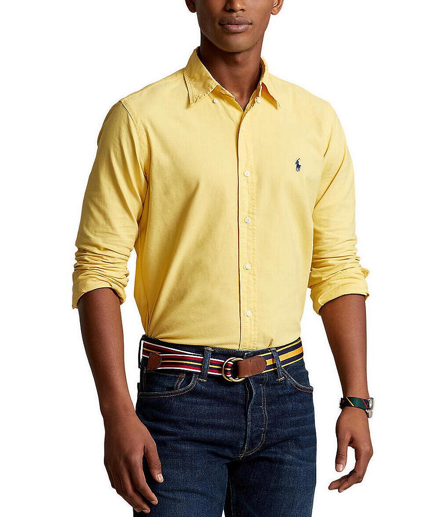 Polo Ralph Lauren Solid Garment-Dye Oxford Long-Sleeve Classic-Fit Woven  Shirt | Dillard's