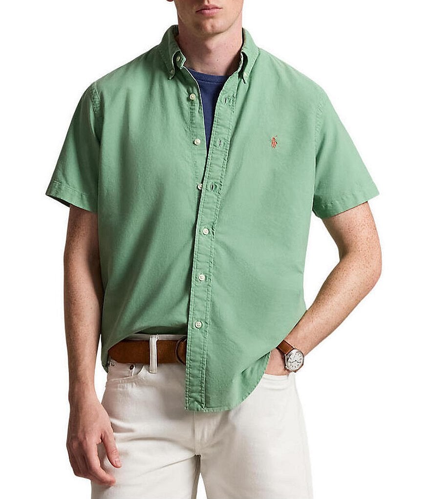 Polo Ralph Lauren Solid Garment-Dye Oxford Short Sleeve Woven
