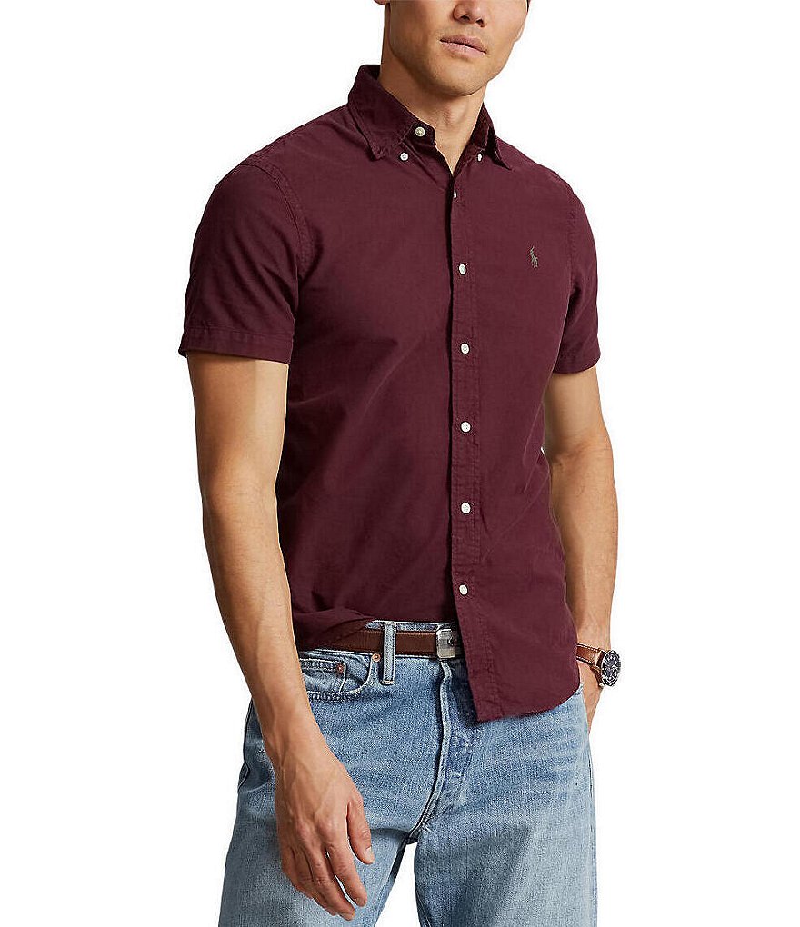 Polo Ralph Lauren Garment-Dye Oxford Short Sleeve Woven Shirt | Dillard's