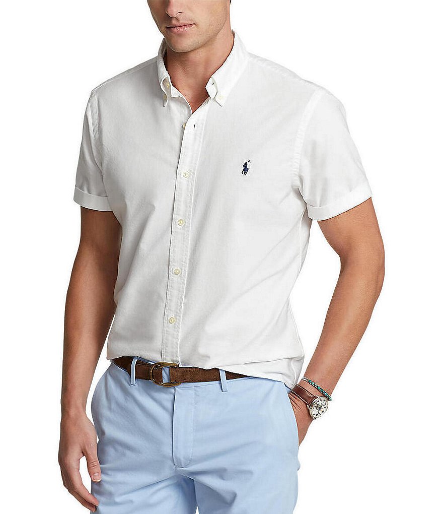 Polo Ralph Lauren Solid Garment-Dye Oxford Short-Sleeve Woven Shirt |  Dillard's