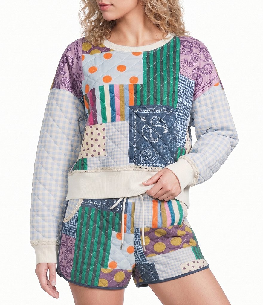 Jewel Patchwork Crew Neck Coordinating Sweatshirt