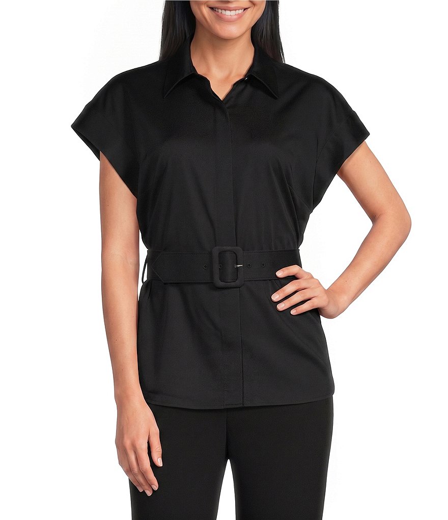 Sasha Collar Neckline Cap Sleeve Blouse