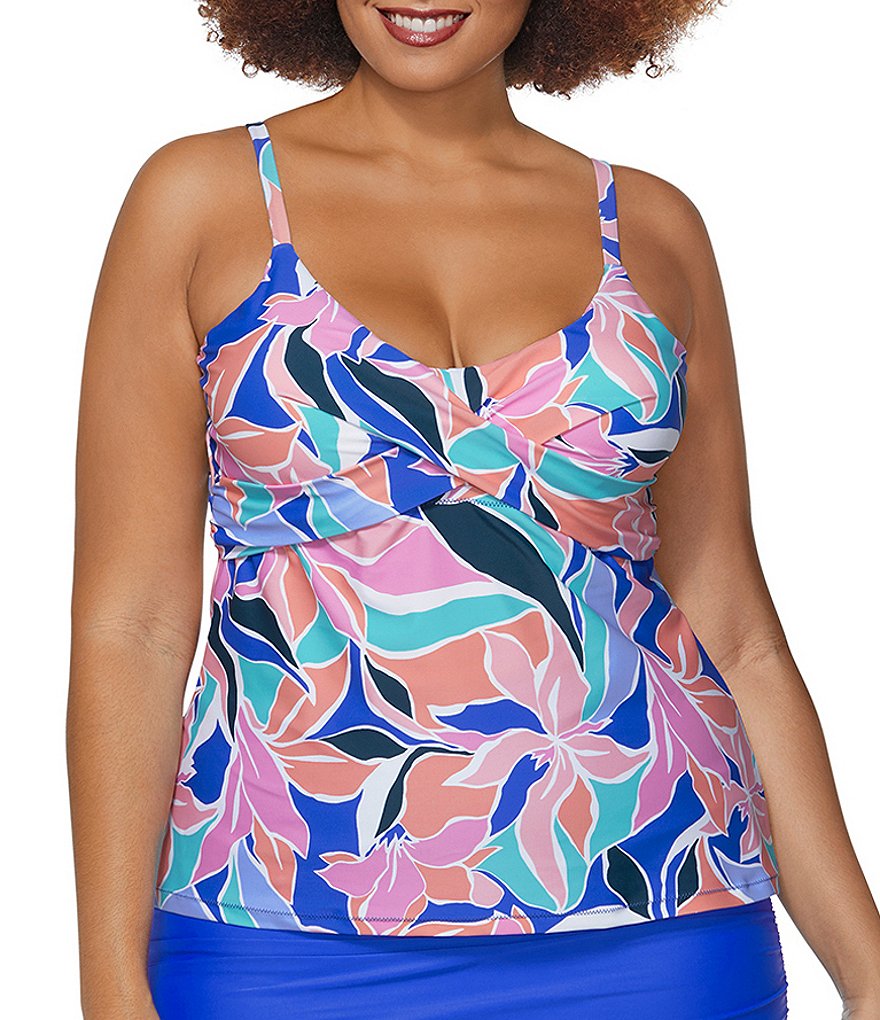 Raisins Curve Plus Size Coast Is Clear Aries Tropical Floral Scoop Neck ...