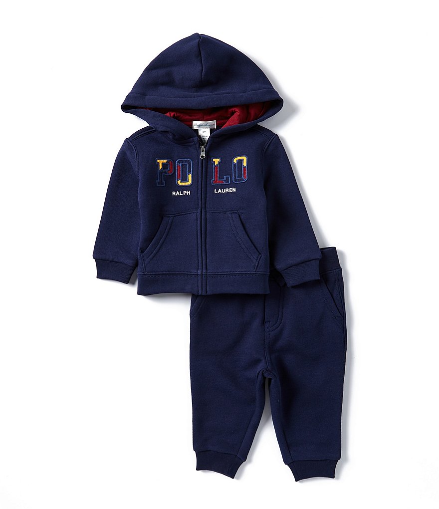 Store New! RALPH LAUREN Baby Boys Pony Logo 2-Piece Set Cotton Hoodie & Pants 12 Month