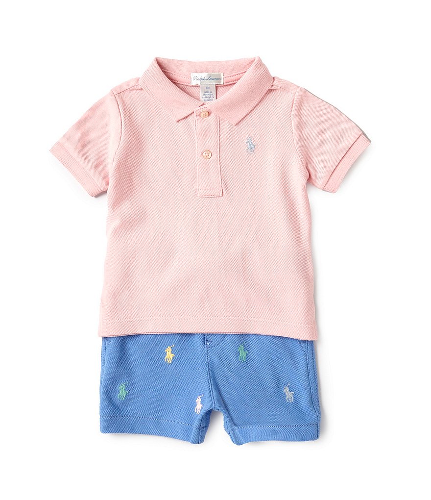 Ralph Lauren Baby Boys 3 24 Months Short Sleeve Mesh Polo Shirt Mesh Shorts Set Dillard s