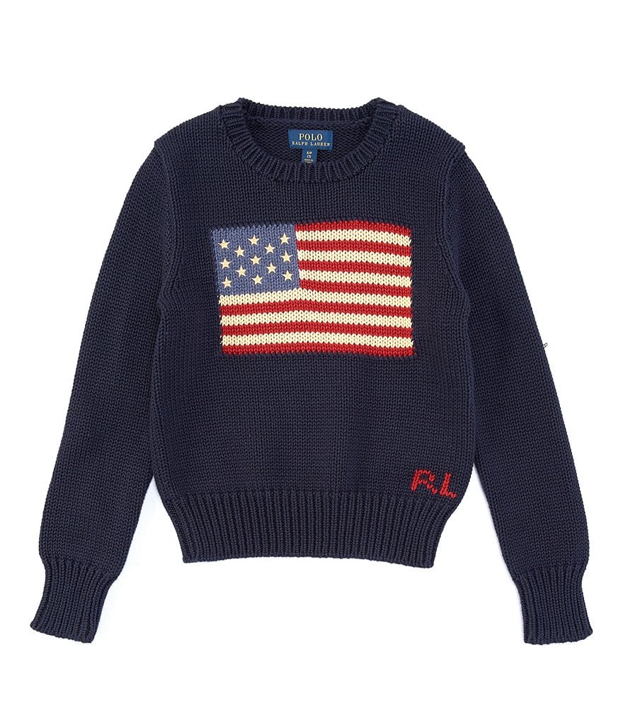 Polo Ralph Lauren Big Girls 7 16 America Flag Sweater Dillards