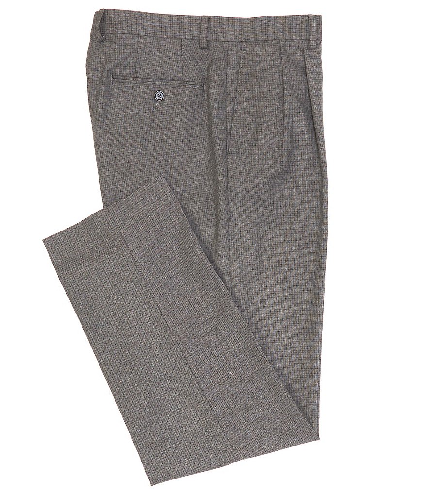 Ralph Ralph Lauren Mini-Grid Classic-Fit Pleated-Front Dress Pants ...