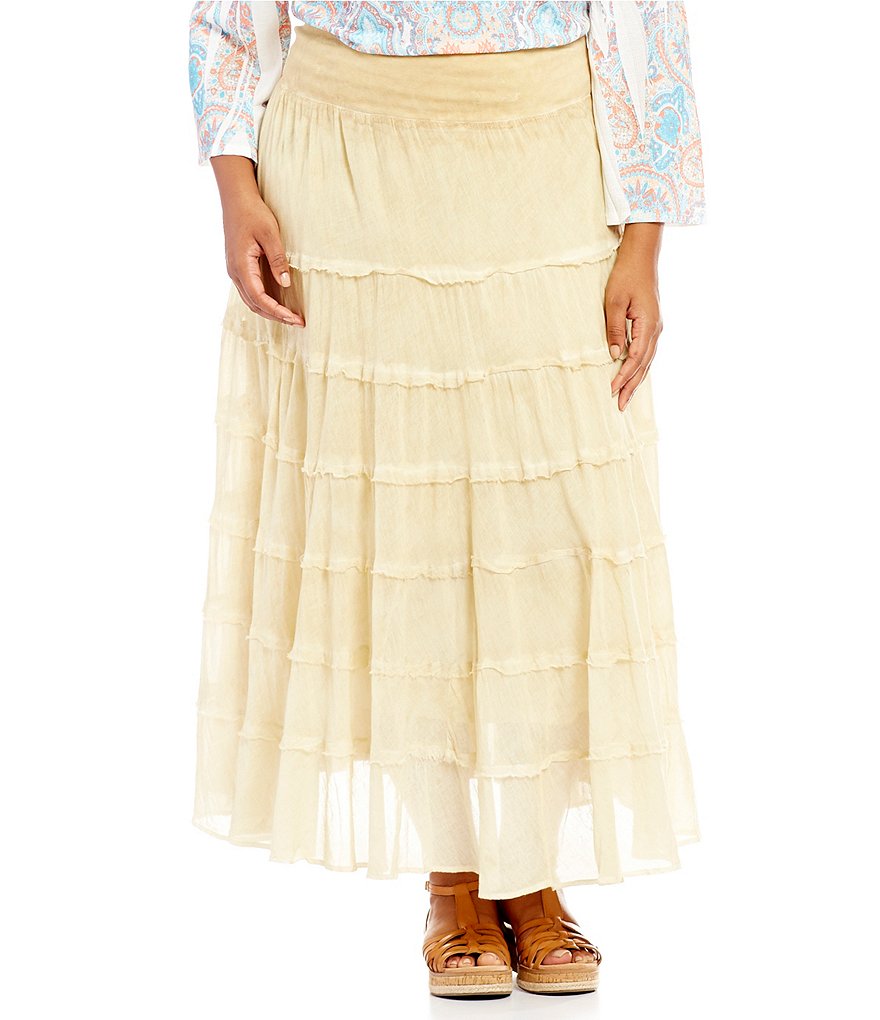 Reba Plus Joy Tiered A-line Skirt | Dillards
