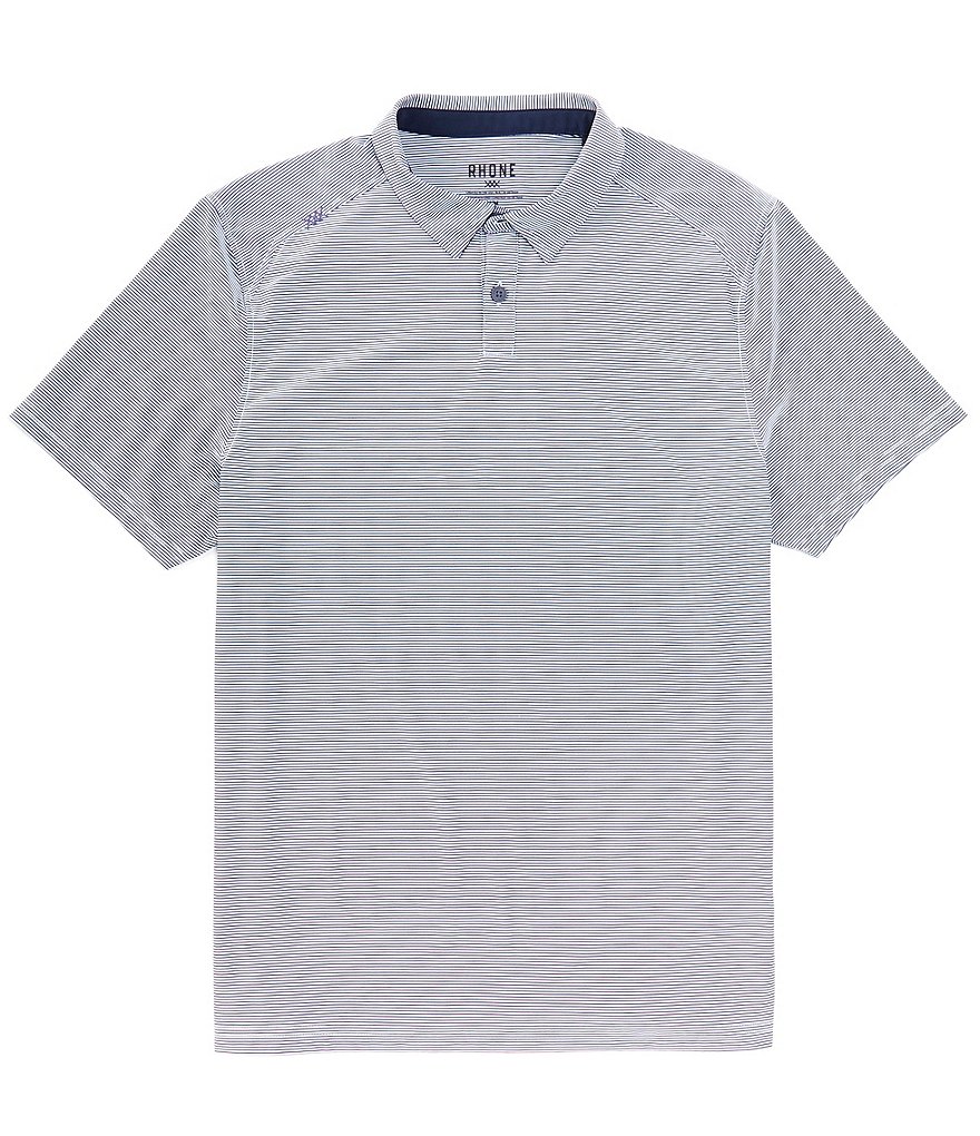 RHONE Commuter Stripe Performance Stretch Short Sleeve Polo Shirt ...