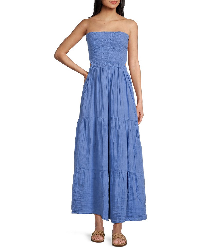 Rip Curl Premium Surf Strapless Open Cut Out Back Maxi Dress