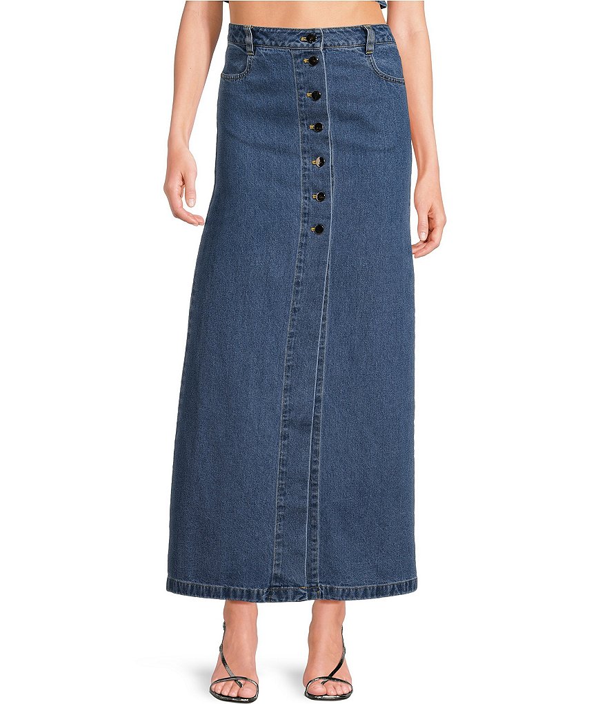 RONNY KOBO Makena Denim Button Front Pencil Skirt | Dillard's