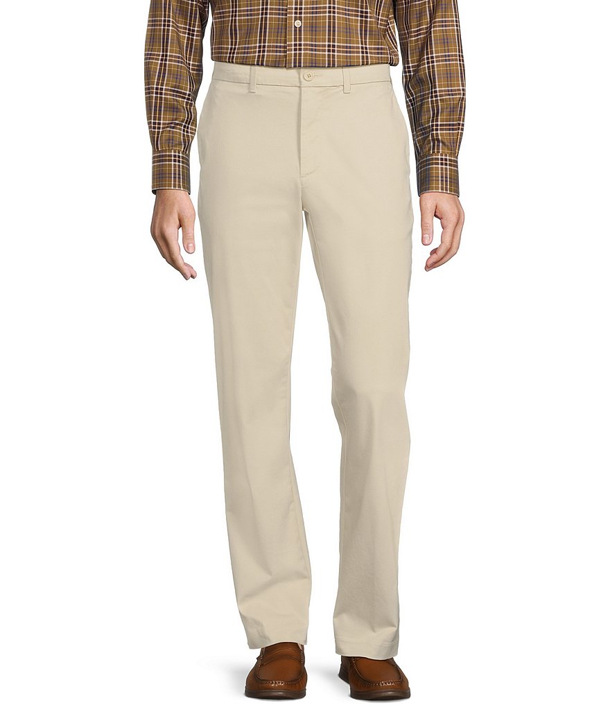 Roundtree & Yorke Andrew Straight Fit Flat Front Sateen Chino Pants