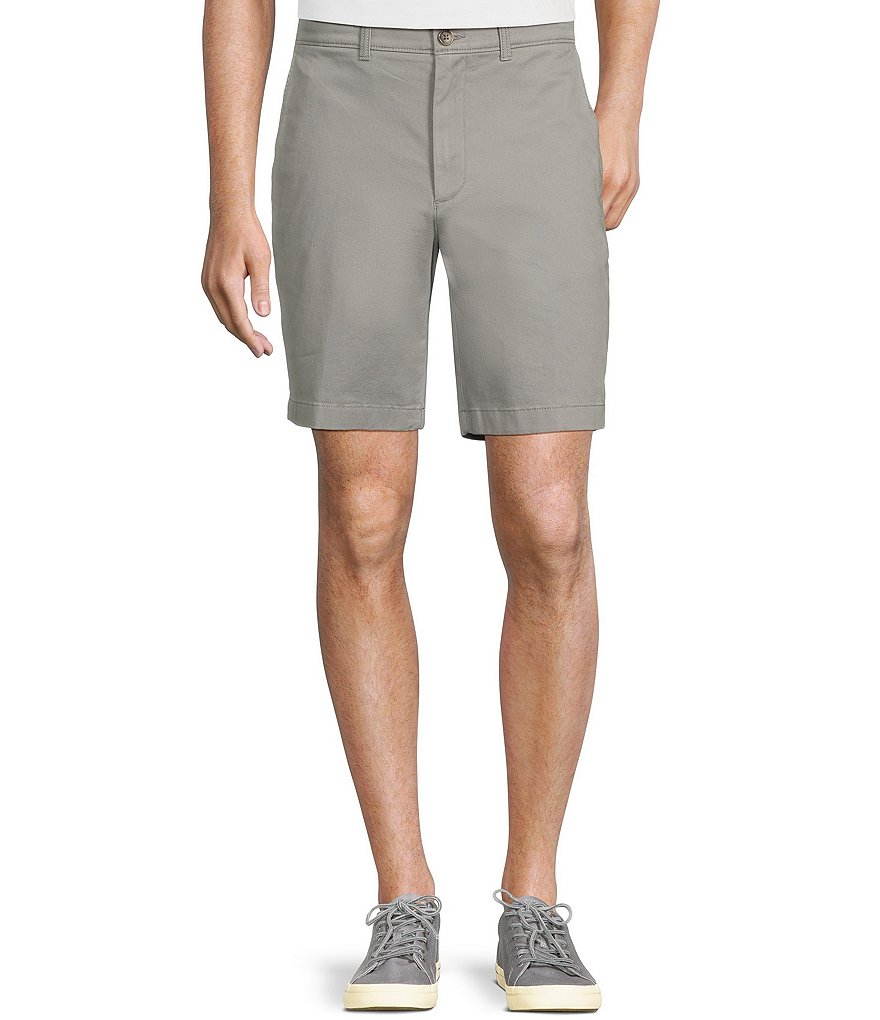 Roundtree & Yorke Casuals Flat Front 9#double; Inseam Washed Chino Shorts