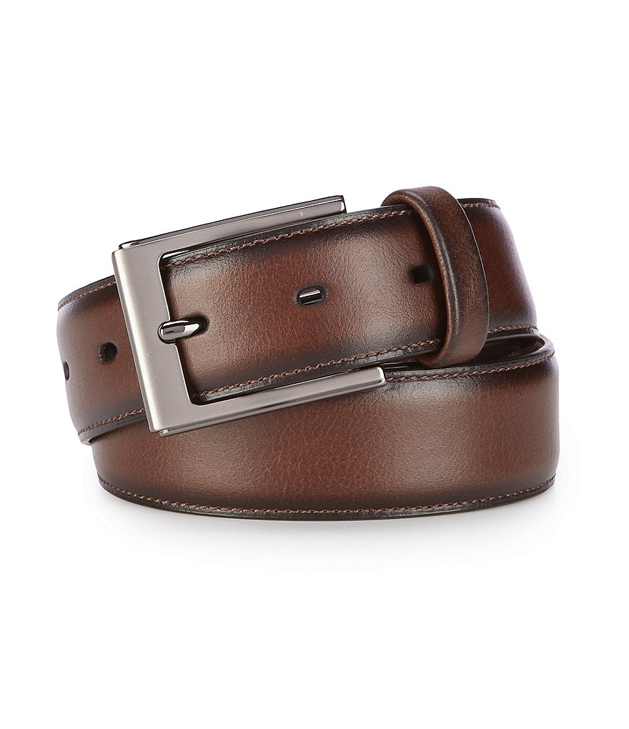 Roundtree & Yorke Full Grain Cowhide Brownie Leather Belt | Dillard's