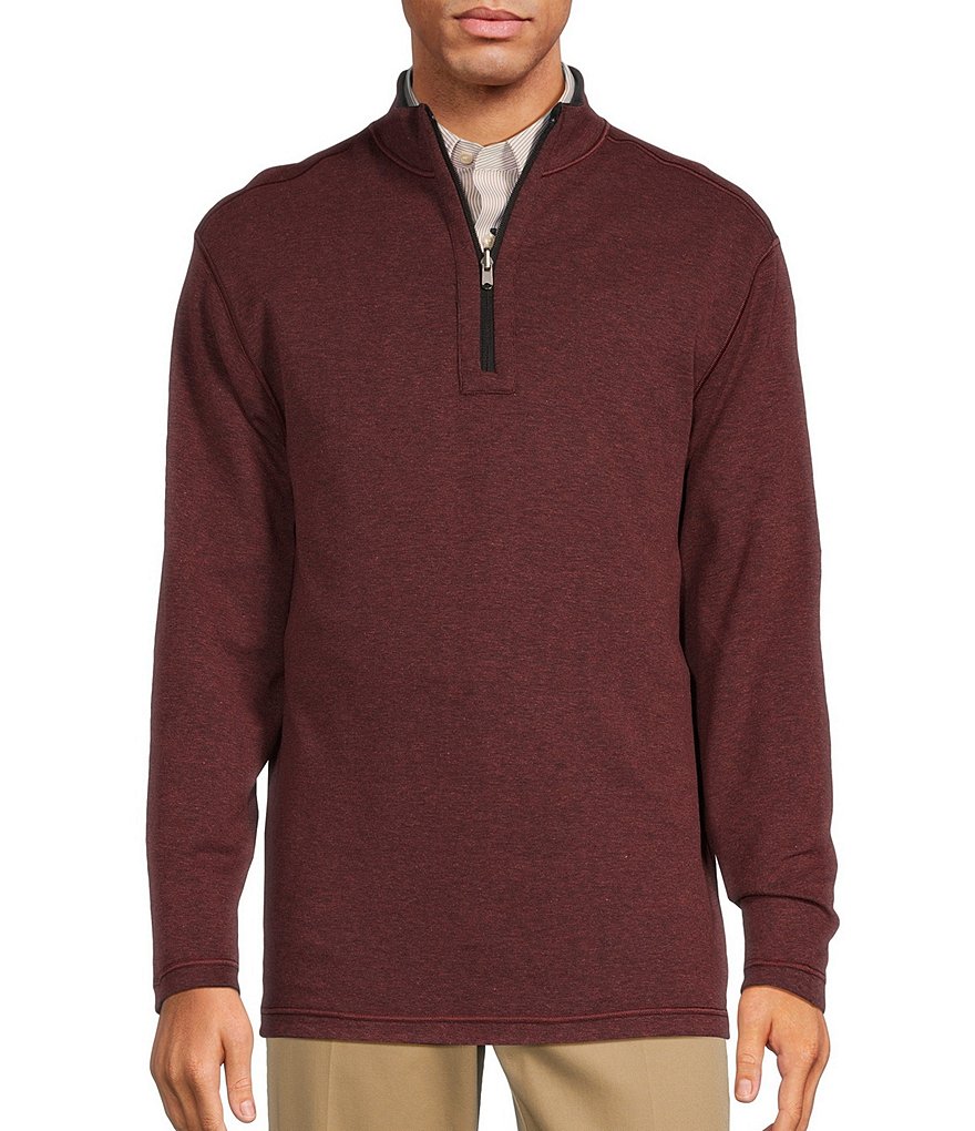 Roundtree & Yorke Long Sleeve Solid Reversible Quarter-Zip