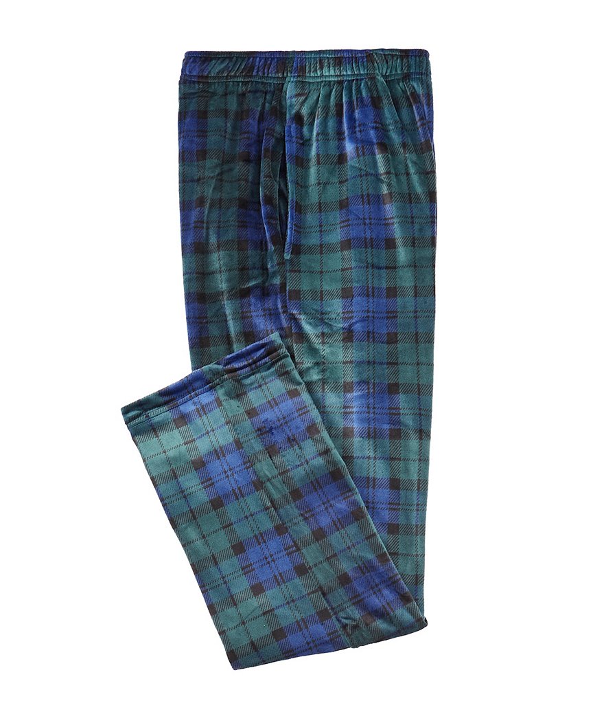 Roundtree & Yorke Plaid Micro Fleece Sleep Pants | Dillard's