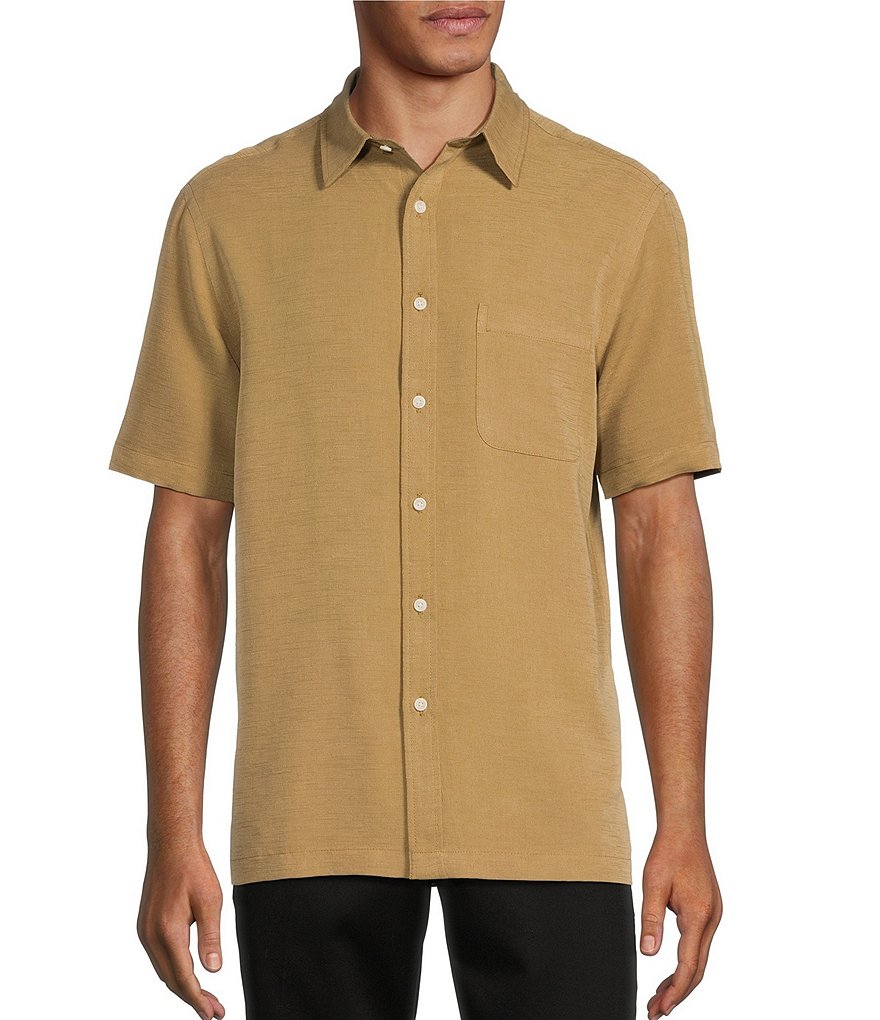 Roundtree & Yorke Short Sleeve Solid Jacquard Sport Shirt