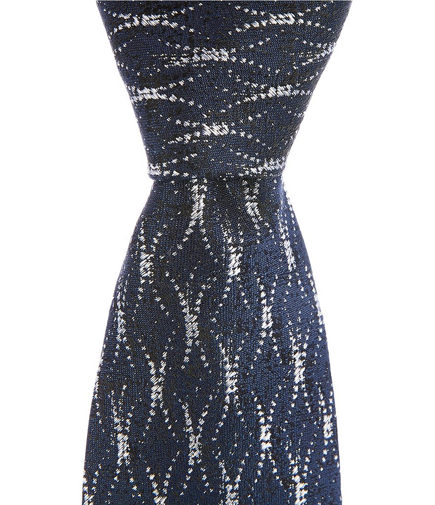 Roundtree & Yorke Thin Wavy Narrow Neat Poly Silk Tie