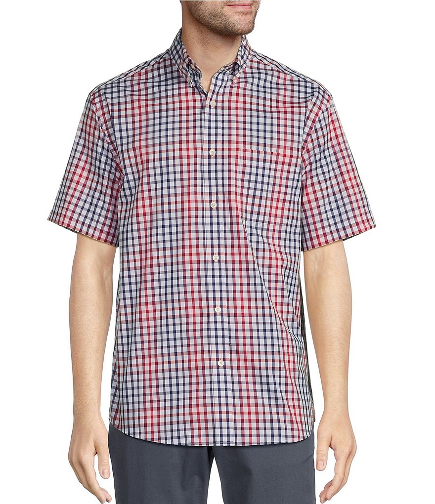 Roundtree & Yorke TravelSmart Short Sleeve Medium Plaid Sport Shirt ...