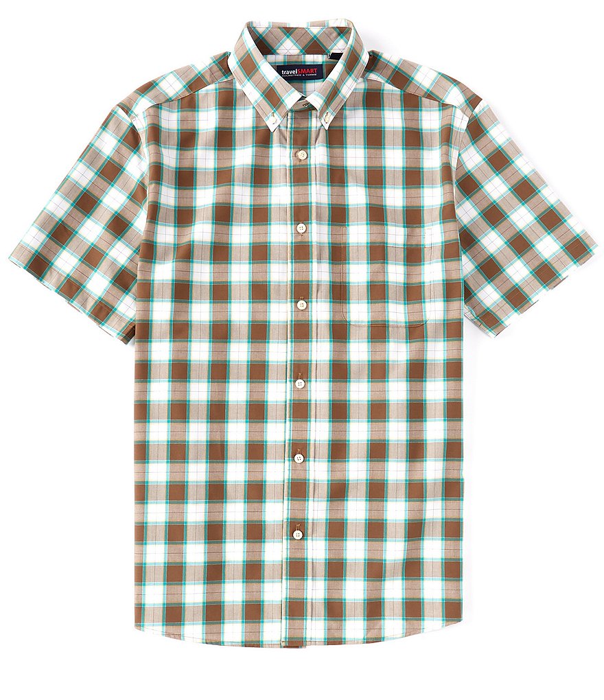 Roundtree & Yorke TravelSmart Short Sleeve Plaid Sport Shirt | Dillard's