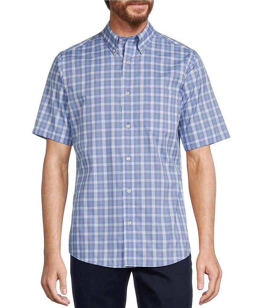 Roundtree & Yorke TravelSmart Slim Easy Care Medium Plaid Sport Shirt ...