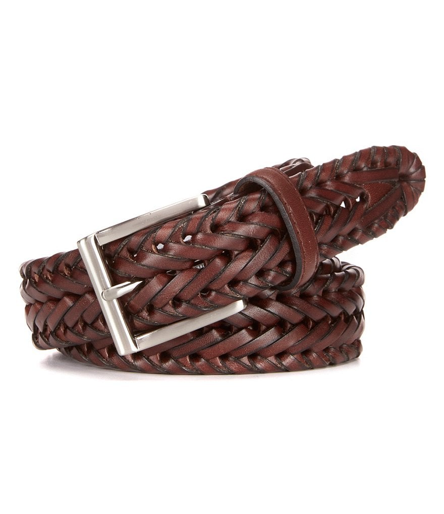Roundtree & Yorke Men's Brown V-Braided Leather Belt, 42
