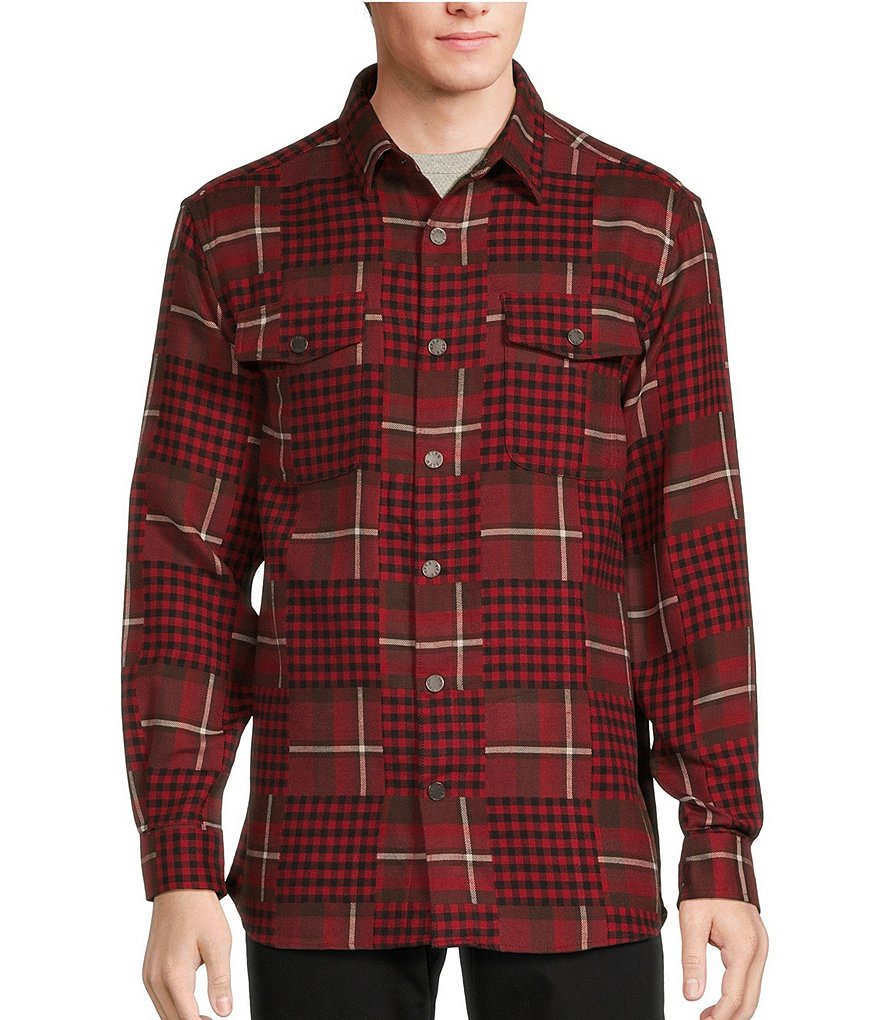 Rowm Big & Tall The Lodge Long Sleeve Jacquard Patchwork Shirt Jacket ...