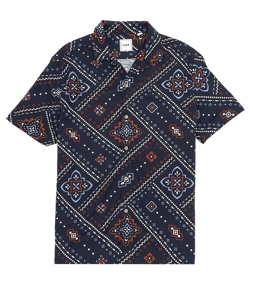 Rowm Short Sleeve Bandana Print Camp Collar Shirt | Dillard's