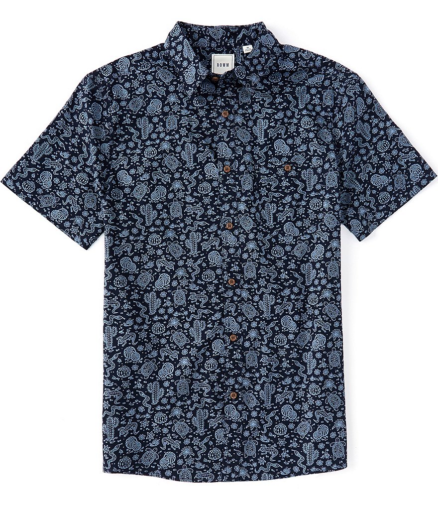 Rowm Short Sleeve Point Collar Conversational Print Shirt | Dillard's