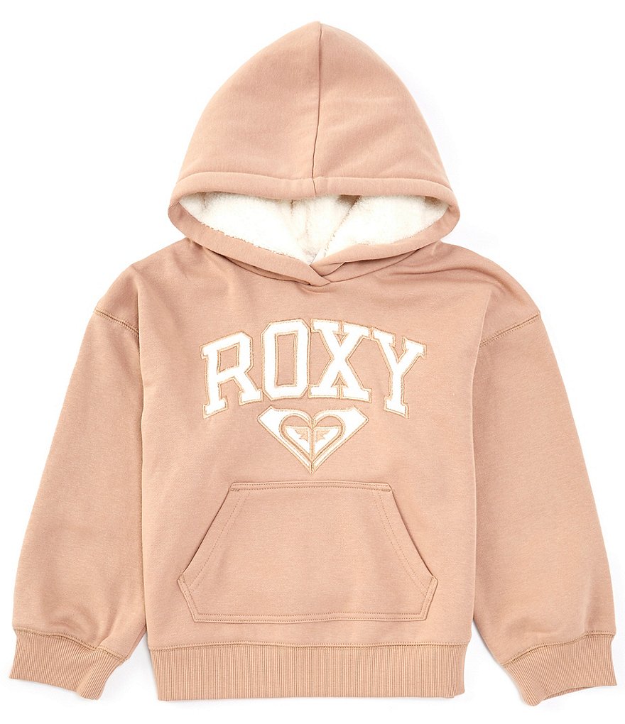 【特別送料無料!】 Long-Sleeve 7-16 Girls Big Roxy Logo Oversized Appliqued Clothing