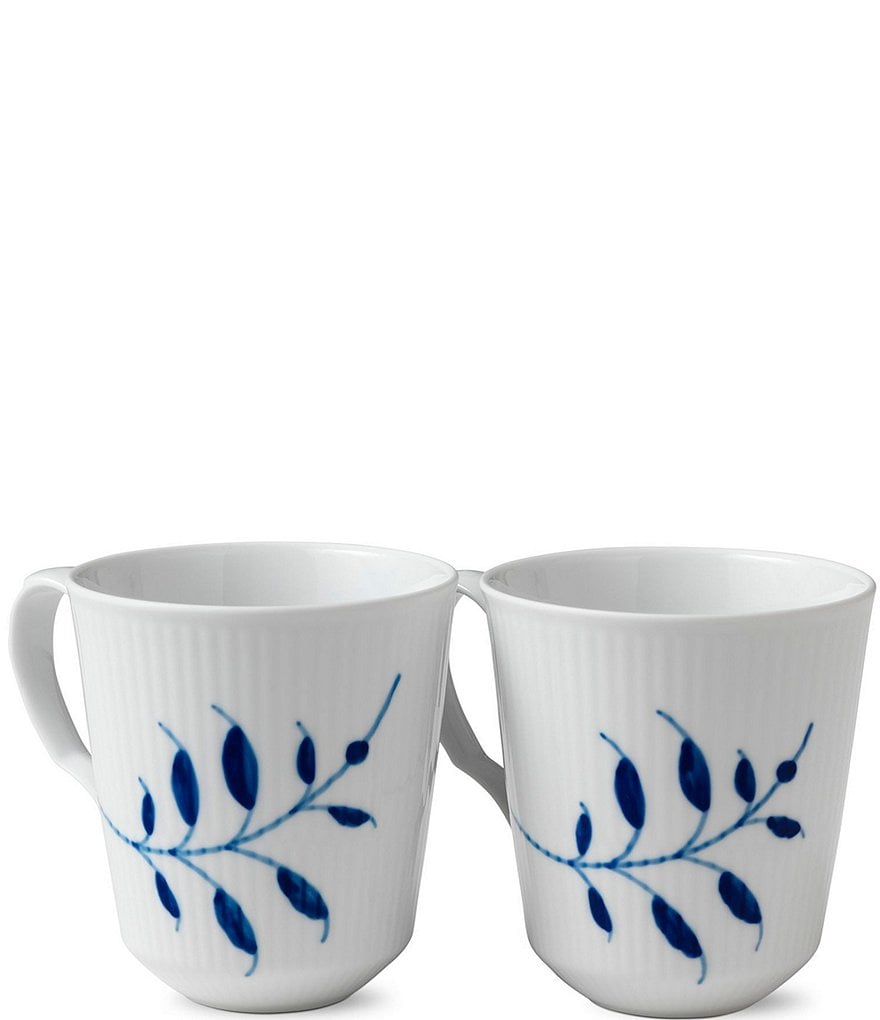 Royal Copenhagen Blue Fluted Floral Pattern Porcelain Mega 12.25-oz Mugs, Set  of Dillard's