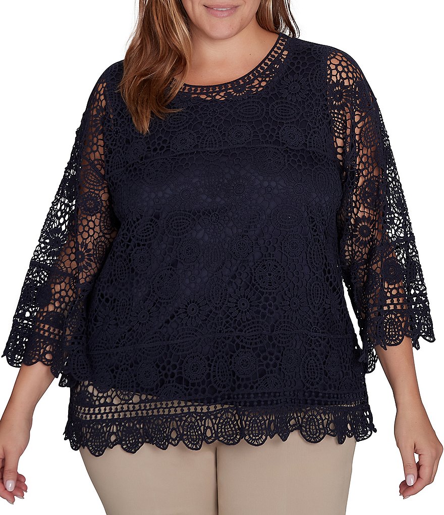 Ruby Rd. Plus Size Boat Neck 3/4 Sleeve Sweater | Dillard's