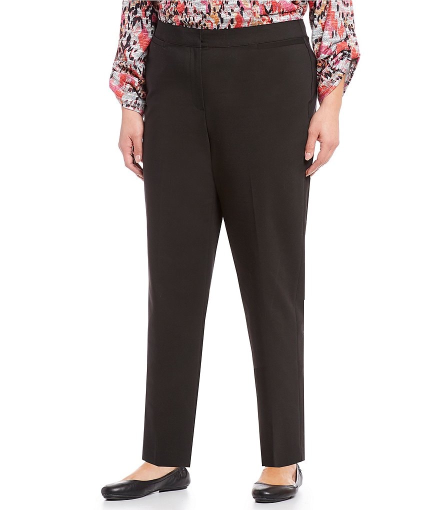 Ruby Rd. Plus Size Flat Front Double Face Stretch Ankle Pants | Dillard's